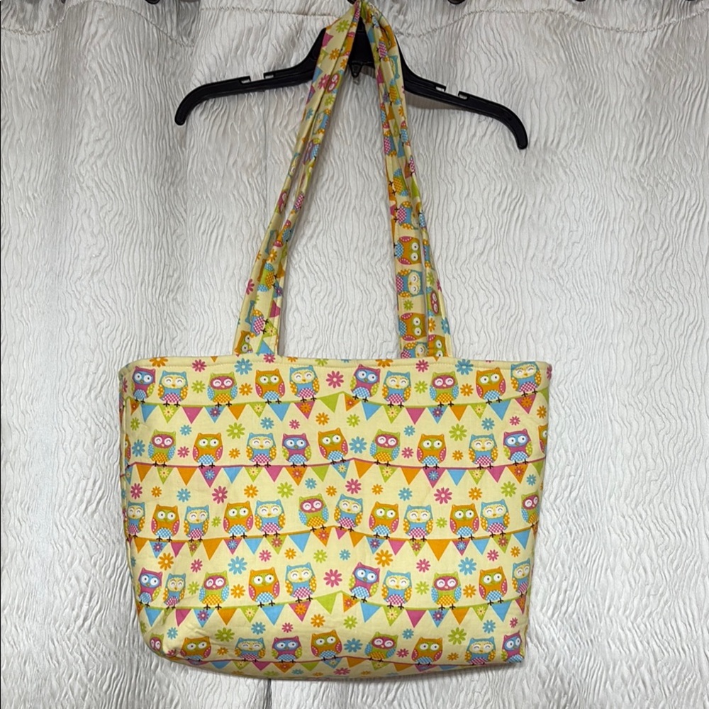 Colorful Owl Print Tote Bag- Handmade